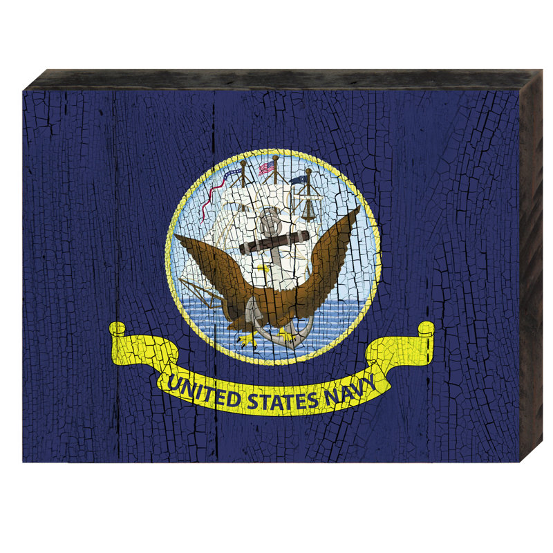 Designocracy Flag Of Us Navy Rustic Wooden Wall Decor Wayfair