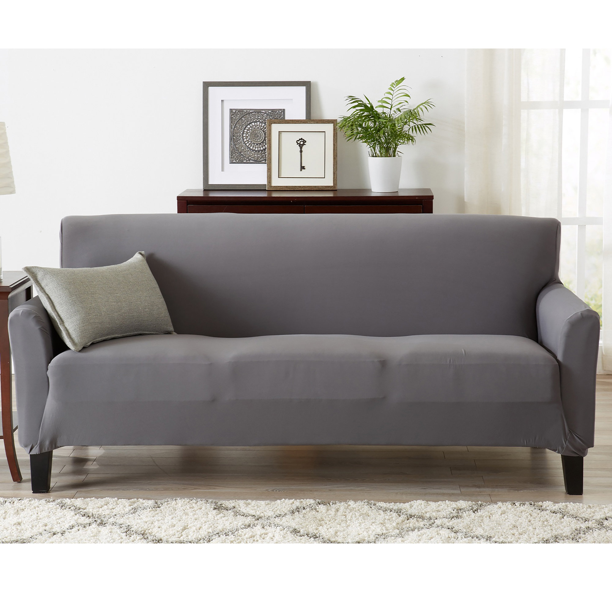 Winston Porter Super Soft Jersey Knit Box Cushion Sofa Slipcover Winston Porter Super Soft Jersey Knit
