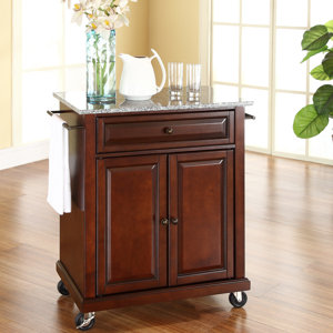 Detweiler Solid Granite Top Portable Kitchen Cart/Island