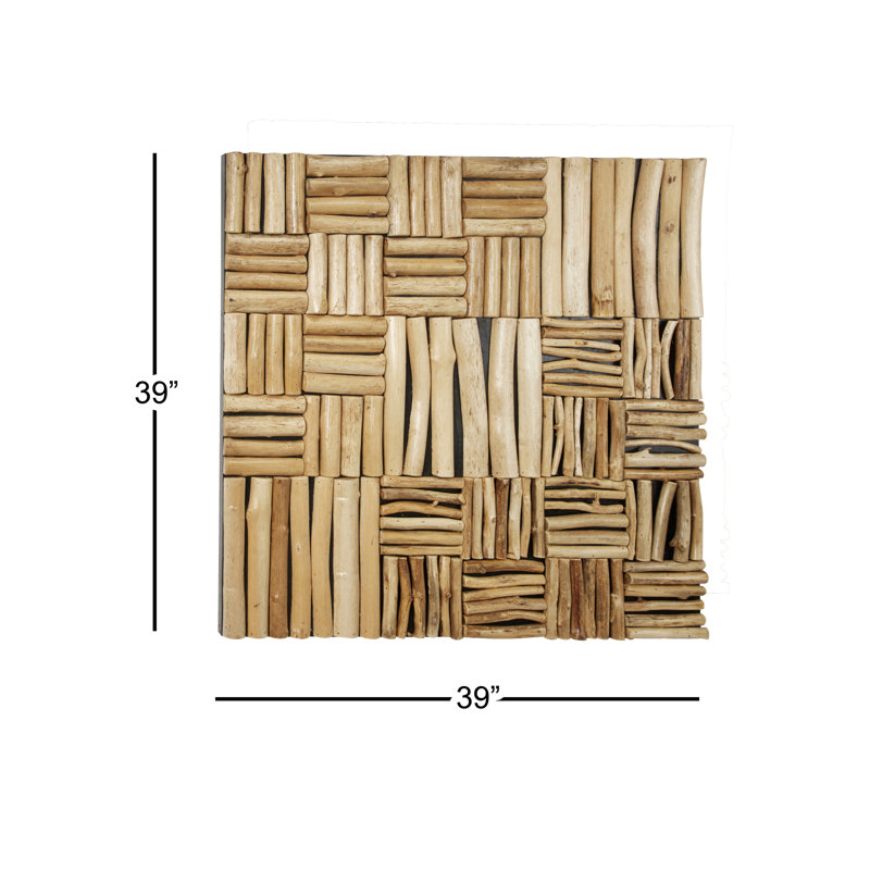 Bay Isle Home Square Handmade Reclaimed Teak Wood With Textural Striped Cube Design Wall Decor Wayfair