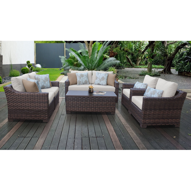 Kathy Ireland Homes Gardens By Tk Clics Kathy Ireland Homes Gardens By Tk Clics River Brook 7 Piece Outdoor Wicker Patio Furniture Set 07e Wayfair