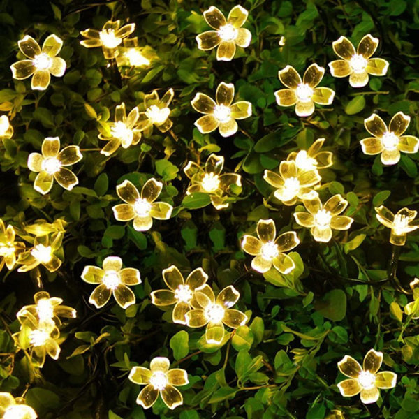 30 LED Blossom Flower Solar Powered Garden Fairy String Lights Outdoor Lamp