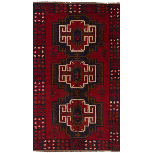 One-of-a-Kind Onawa Hand-Knotted Wool Red Geometric Indoor Area Rug