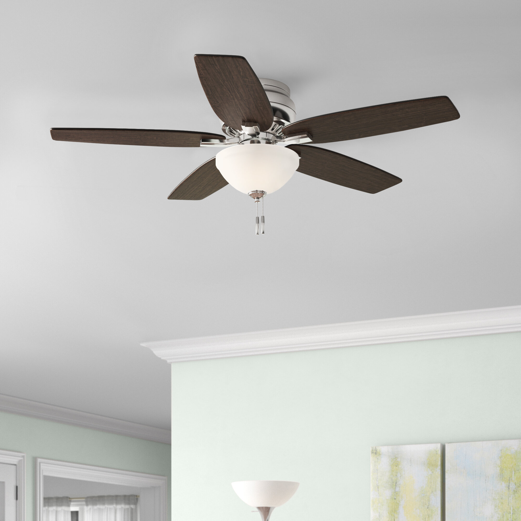 Hunter Fan 42 5 Blade Flush Mount Ceiling Fan With Pull Chain And Light Kit Included Reviews Wayfair