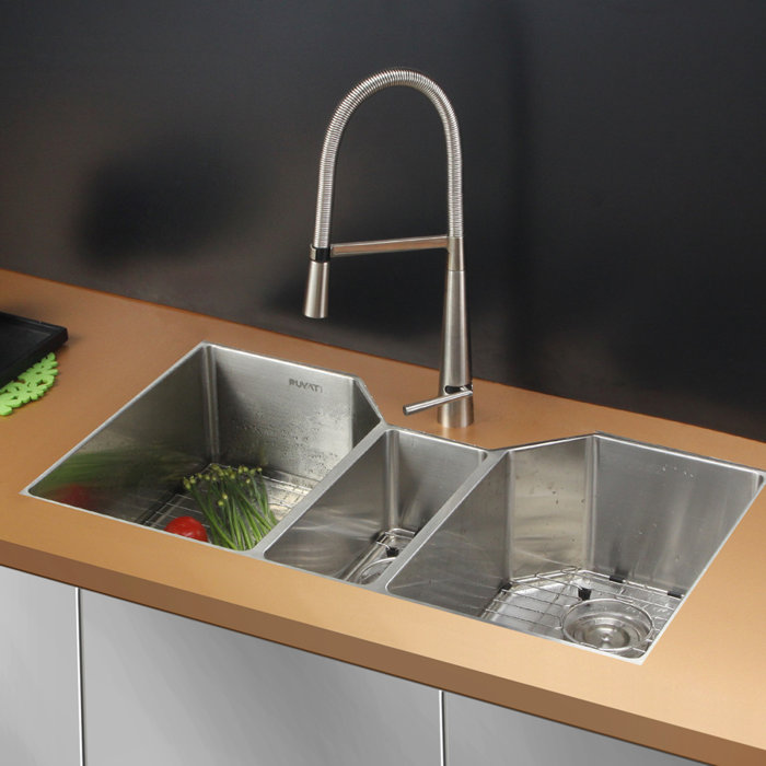 Gravena 35 L X 20 W Triple Bowl Dual Mount Kitchen Sink