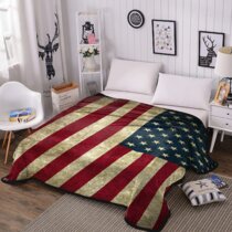 Black Gray American Flag Bed Blanket Patriotic US Flag Sherpa Throw Blanket 60x80 Fleece Plush Cozy Warm Reversible Blanket for Couch-Travel Stripe Throw Cover for 4th of July Independence Day Gifts