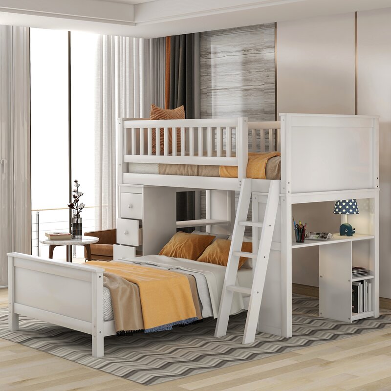 4 bunk beds with stairs