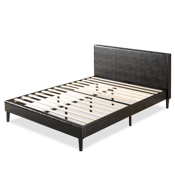 zinus faux leather bed