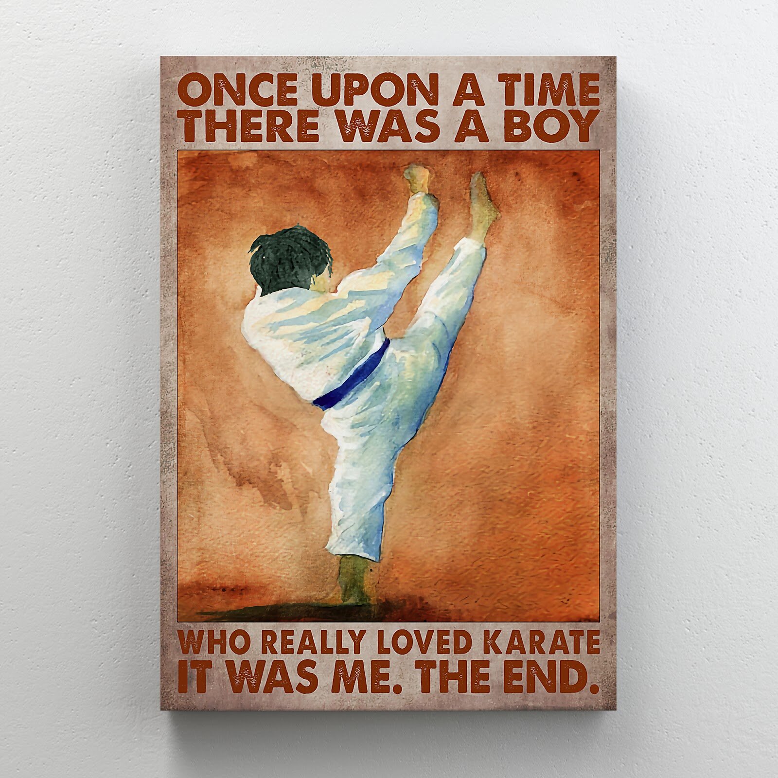 Trinx Boy Practicing Karate Brown Background - Wrapped Canvas Graphic Art |  Wayfair