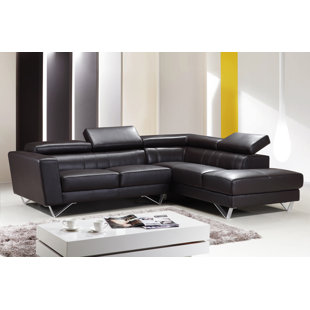 Small Leather Sofa With Chaise Wayfair Amalia Leather Sectional