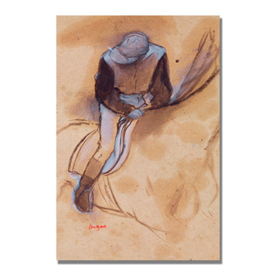 Jockey Flexed Forward in Saddle by Edgar Degas - Print on Canvas
