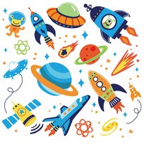 Outer space wall sticker setSpace themed wall stickersWall decals 
