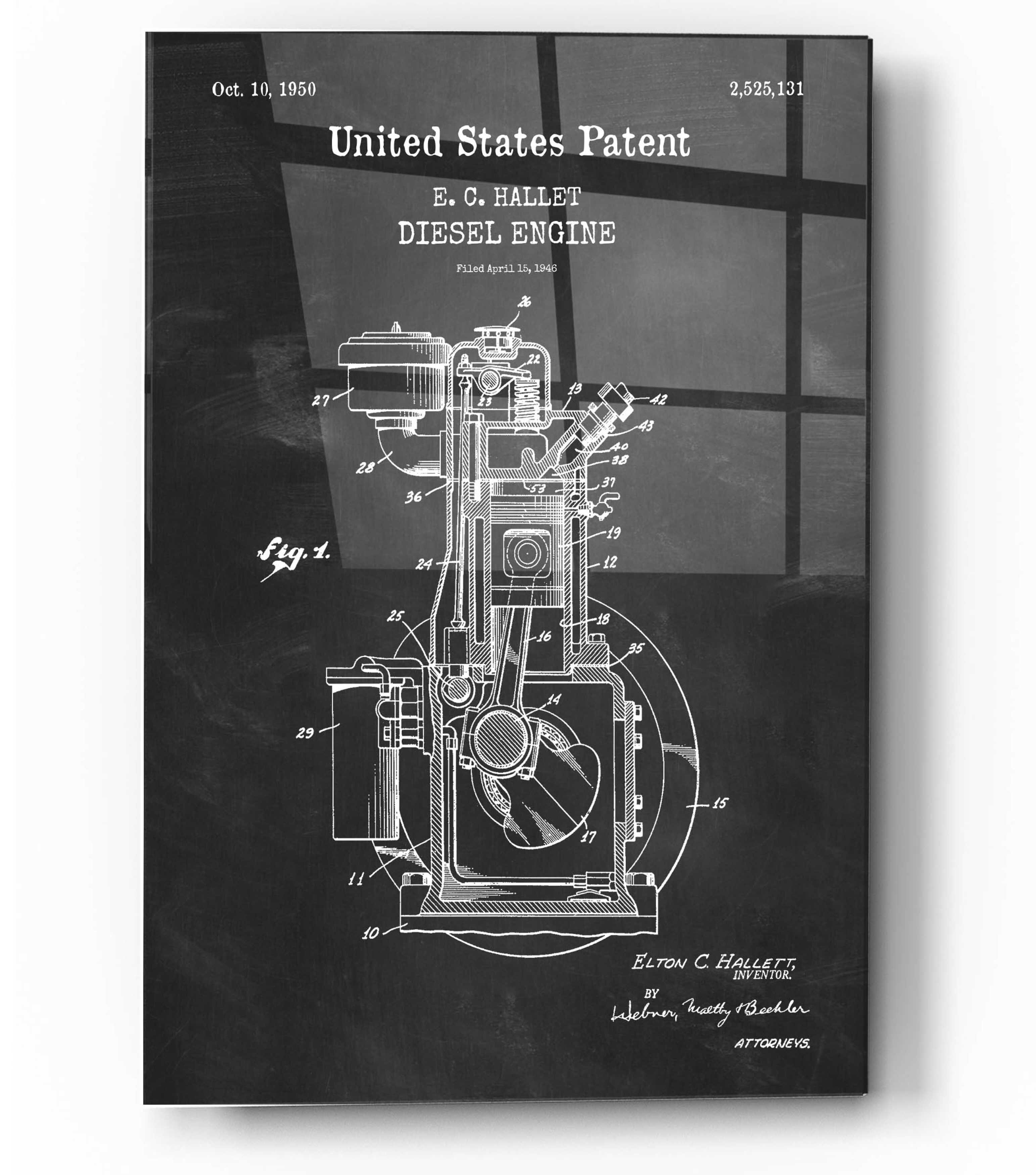 17 Stories Diesel Engine Blueprint Patent Chalkboard - Graphic Art on ...