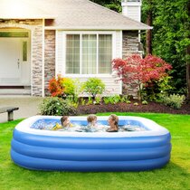Outdoor Inflatable Swimming Pool 120 X 72 X 23.6 Full-Sized Family Lounge Thickened Abrasion Resistant Swimming Pool for Kids Adults Baby Children Summer Water Party for Garden Backyard 