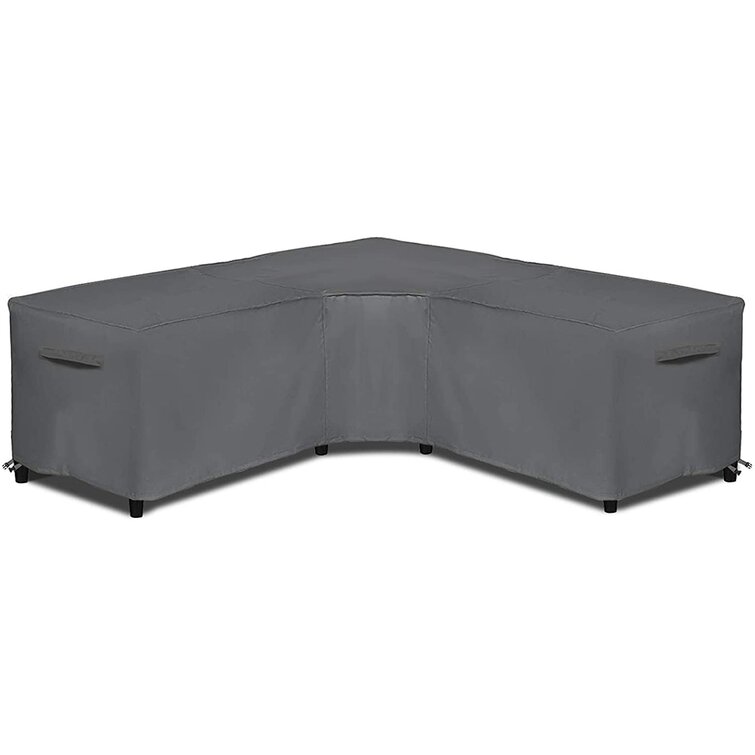 Gray STARTWO Outdoor V Shaped Sectional Sofa Cover,Heavy Duty Waterproof Patio Sectional Furniture Set Covers Premium Durable Fabric Garden Couch Protector Designed with Windproof Straps 