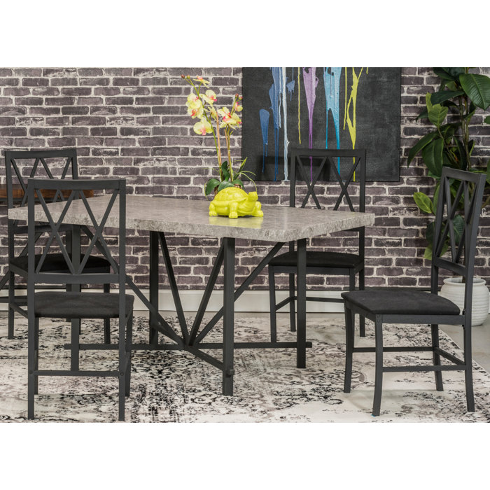Fleur De Lis Living Sandiford Faux Concrete 5 Piece Dining Set