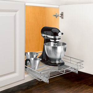 Roll Out Cabinet Organizer - Pull Out Drawer - Under Cabinet Sliding Shelf - 20 inch wide x 21 inch deep - Chrome