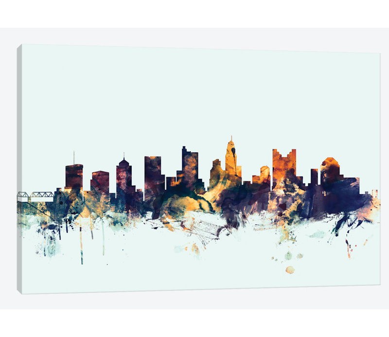 East Urban Home Skyline Series Columbus Ohio Usa On Blue
