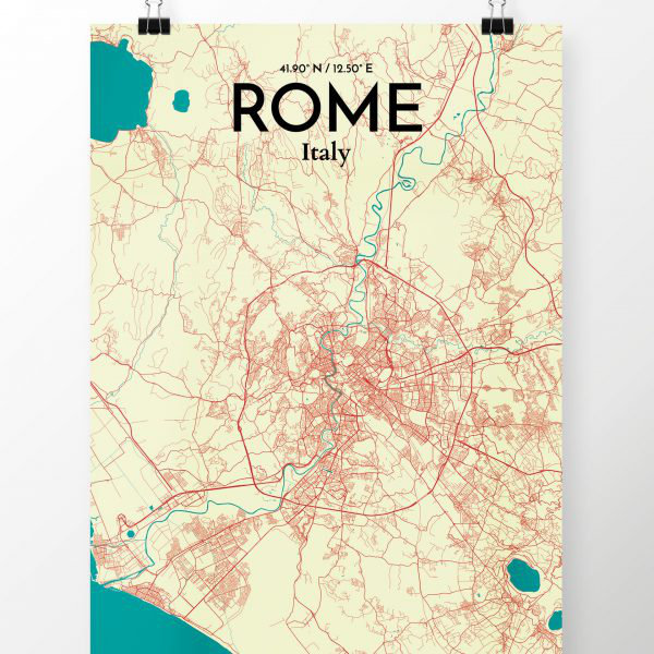 Rome Town Map Image Artwork Print Poster within Tricolor image about Printable Maps of Rome named Rome Metropolis Map Picture Artwork Print Poster within just Tricolor