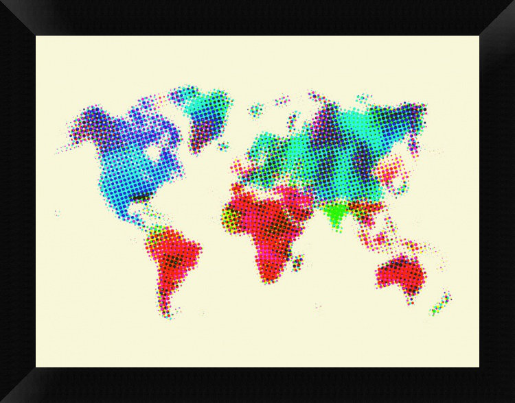 Naxart Dotted World Map 4 Framed Graphic Art Print On Canvas Wayfair