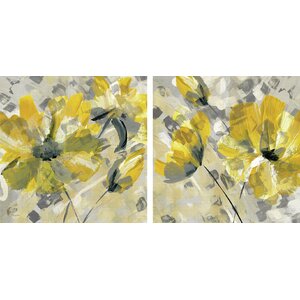'Buttercup' 2 Piece Painting Print on Wrapped Canvas Set