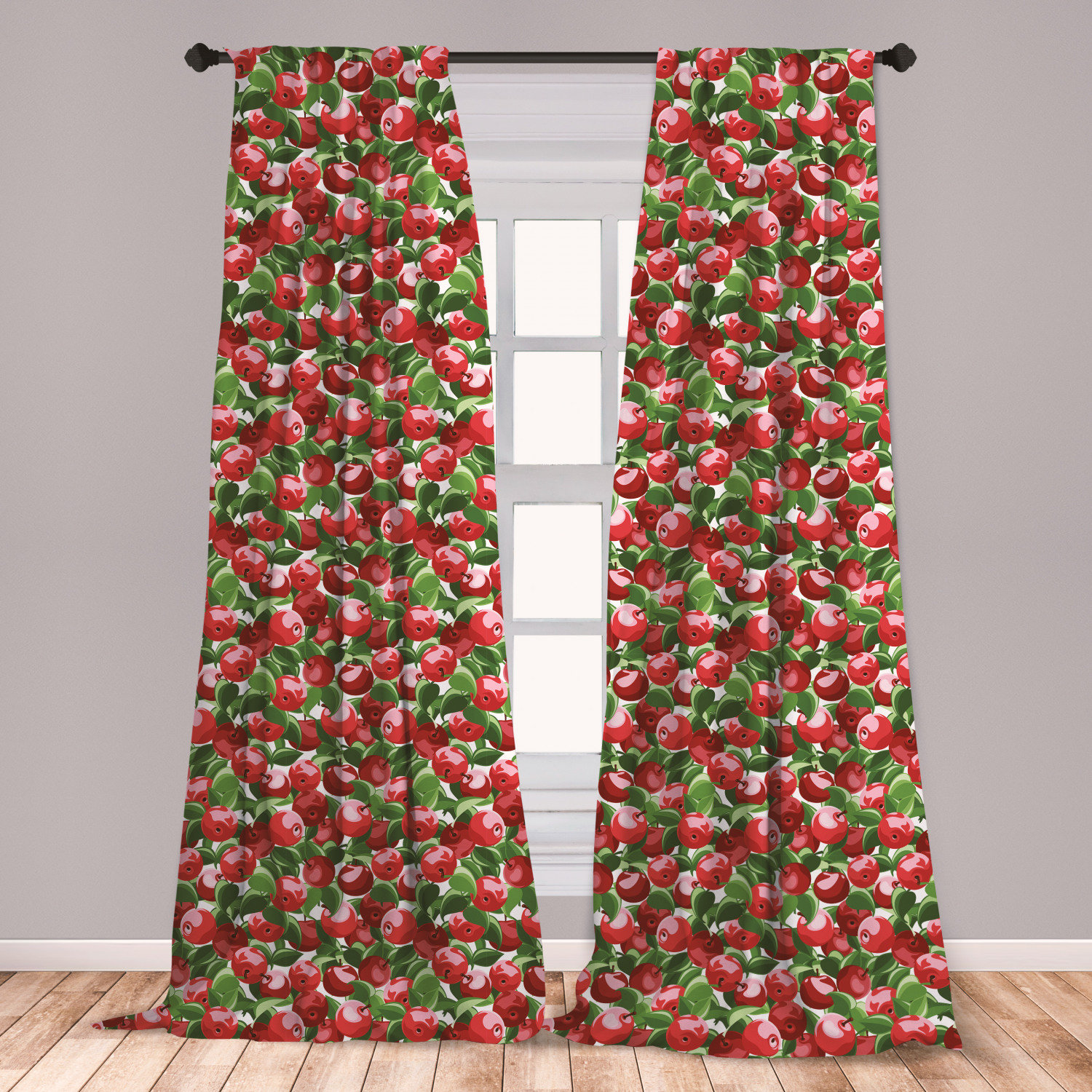 Garden Themed Microfiber Curtains 2 Panel Set Living Room Bedroom in 3 Sizes