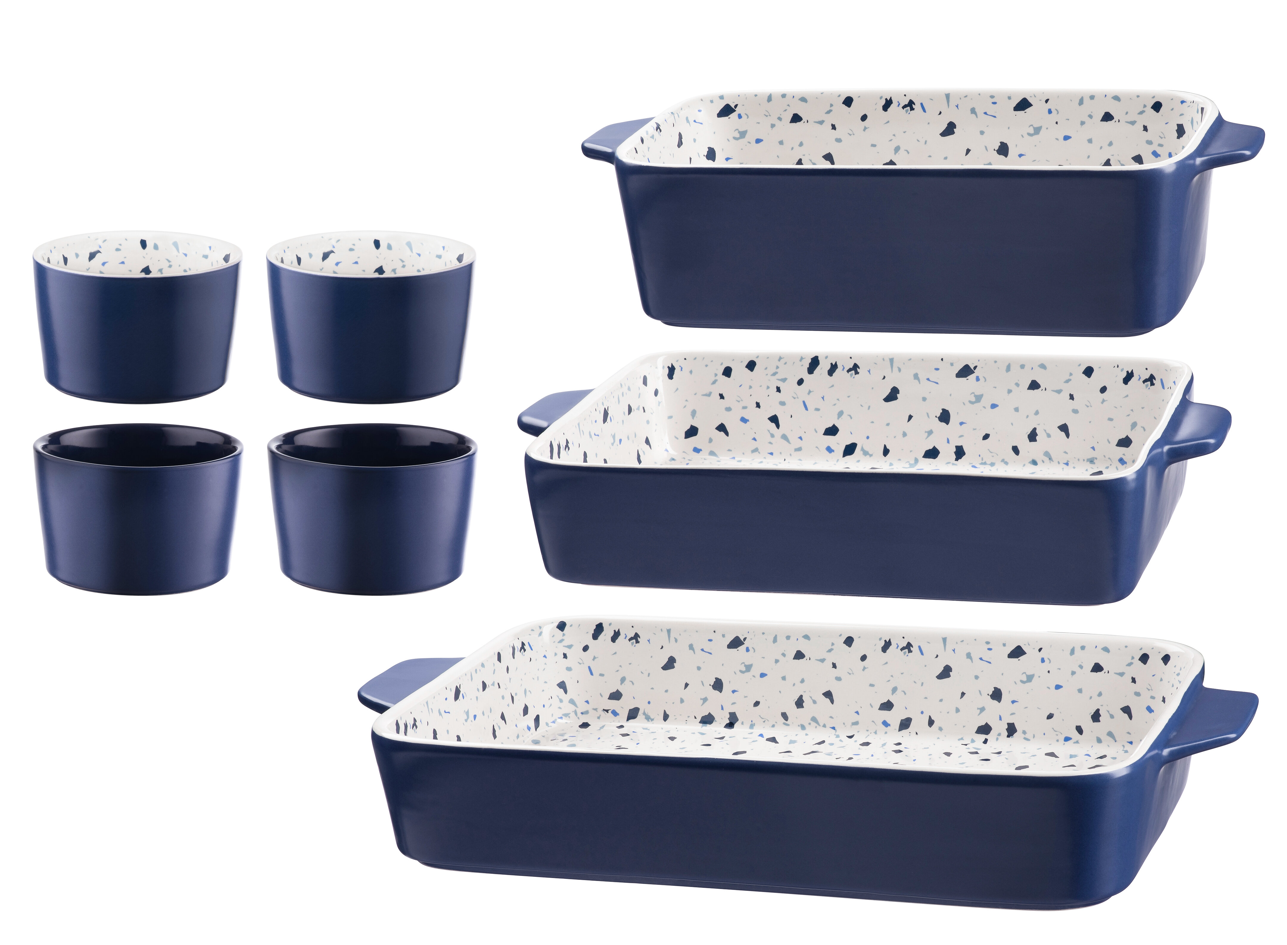 Bakeware Set Non-Stick Ceramic 3-Piece Blue Toaster Oven Pan Heat Resistant 