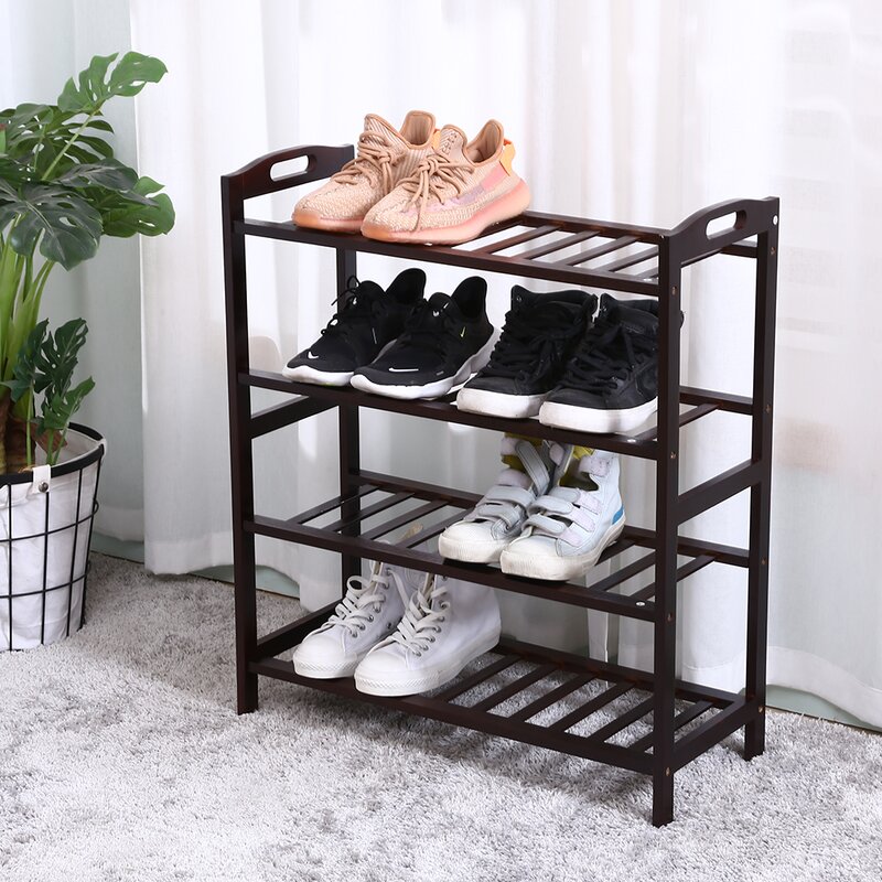 Gracie Oaks Bamboo With Handle 12 Pair Shoe Rack Reviews Wayfair