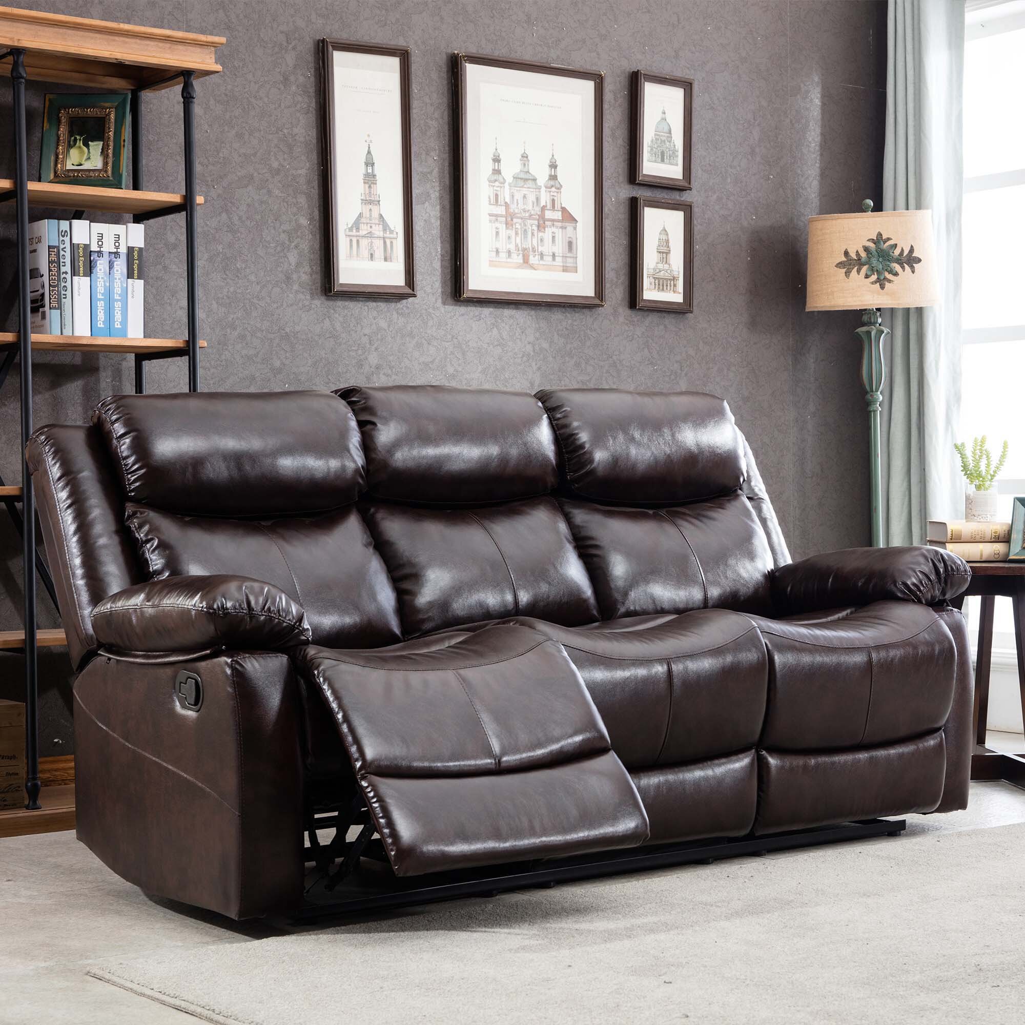 wayfair leather reclining sofa