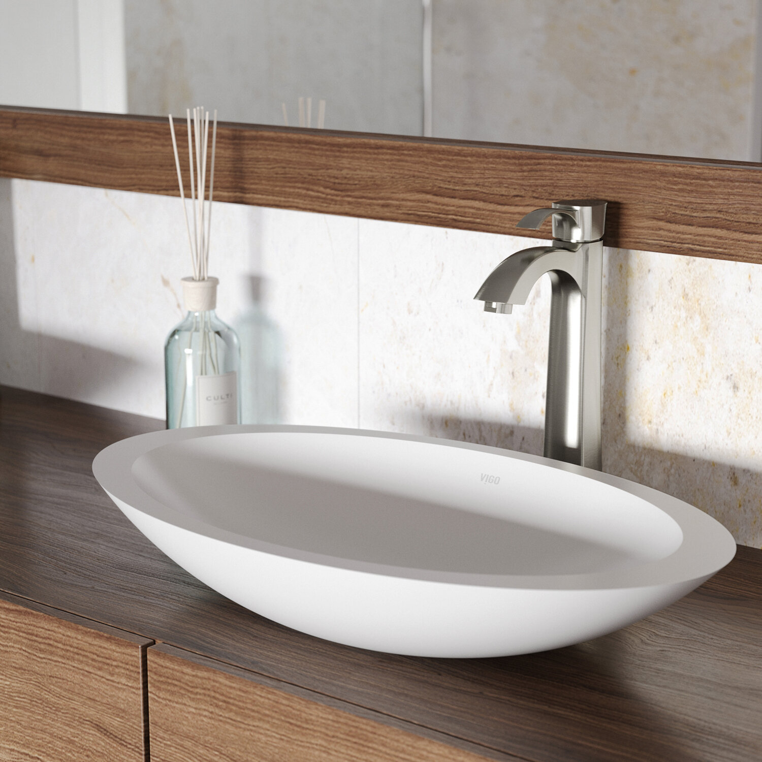 Vigo Matte Stone White Stone Handmade Oval Vessel Bathroom Sink Reviews Wayfair
