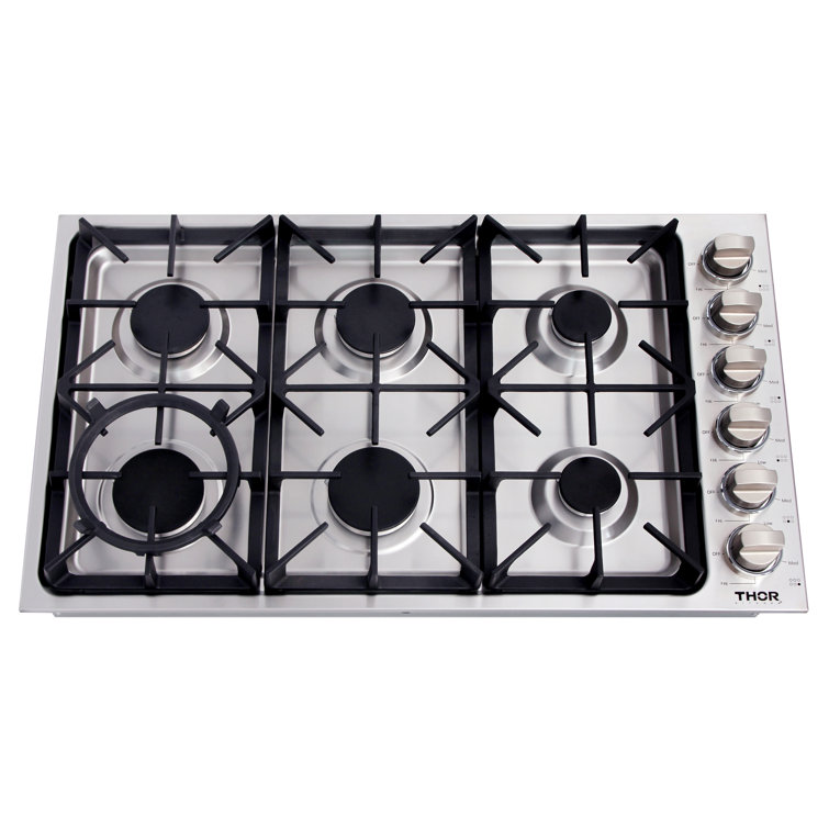 6 burner gas hob stainless steel