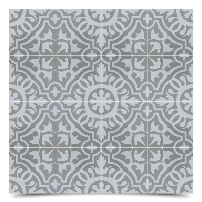 Baha 8" x 8 " Cement Field Tile in Gray/Off-White