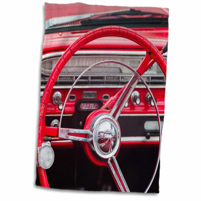 Massachusetts Gloucester Antique Car Show Classic Car Interior Tea Towel