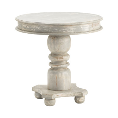 Dominica Solid Wood Tray Top Pedestal End Table separated pieces
