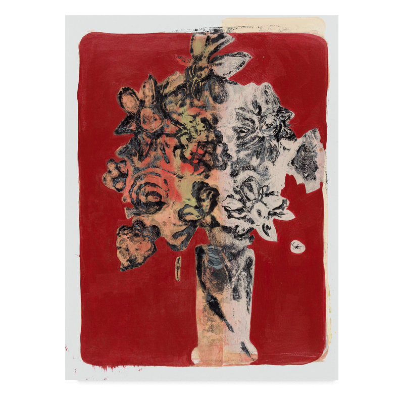 Winston Porter Bouquet Red Background Acrylic Painting Print On