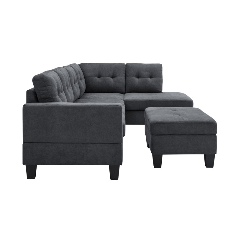 Latitude Run Azzay 98 Chenille Right Hand Facing Sofa And Chaise With Ottoman Wayfair