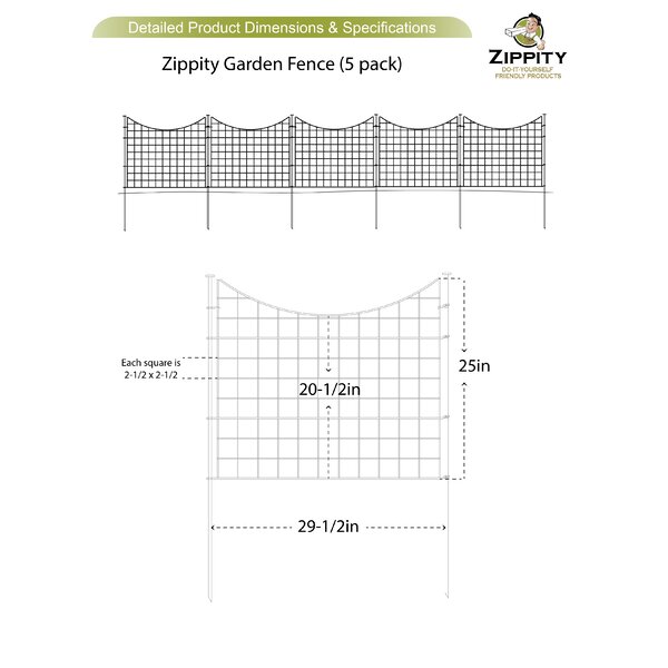 2 ft. H x 2.5 ft. W Zippity Garden Fence Panel