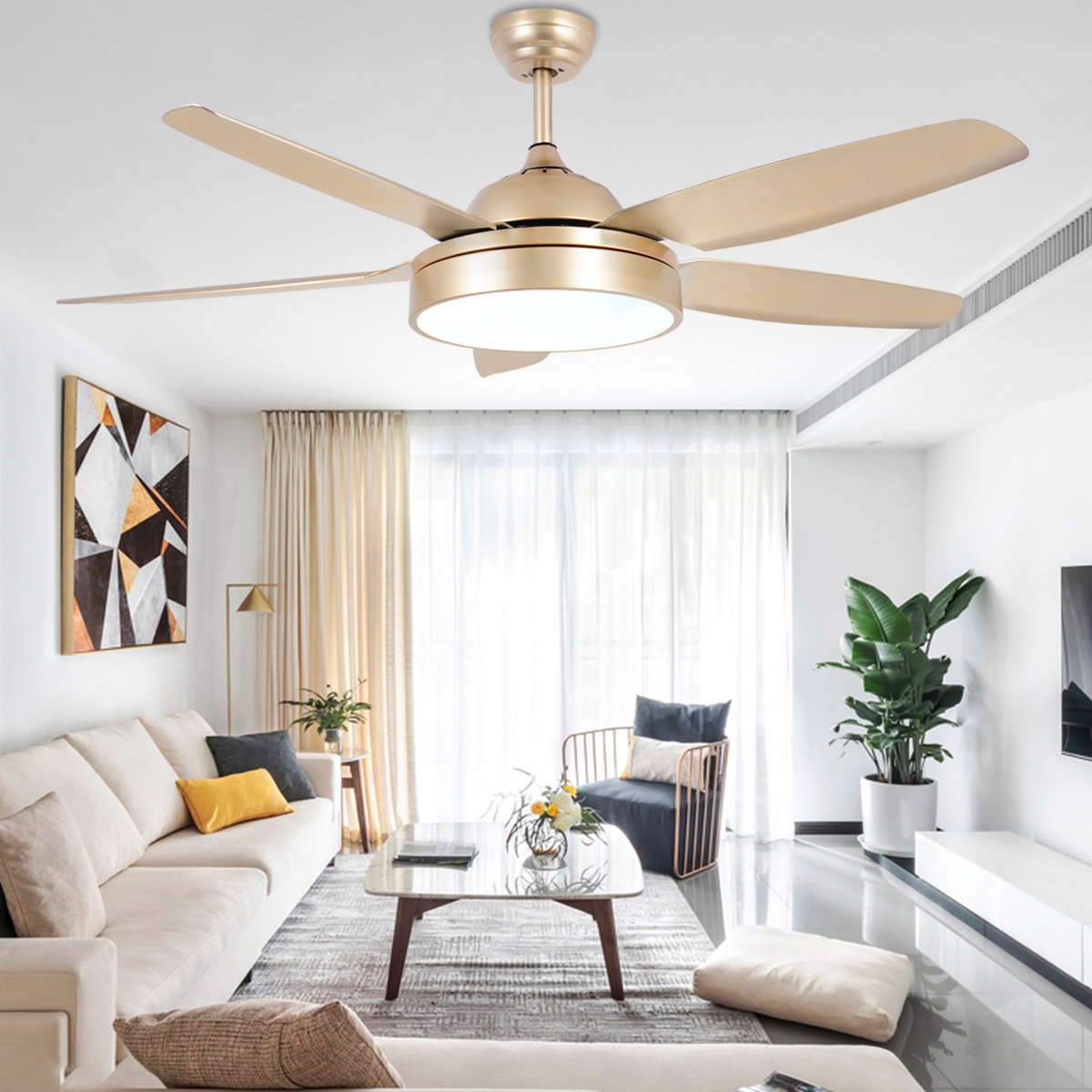 Everly Quinn 52'' Ceiling Fan with LED Lights Wayfair