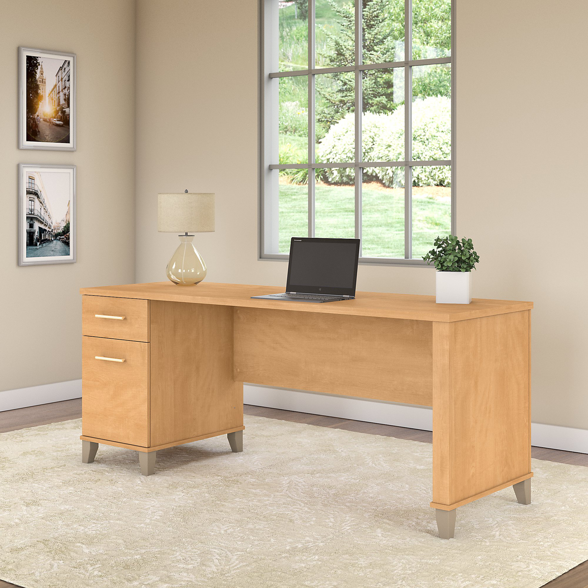 computer desk light wood