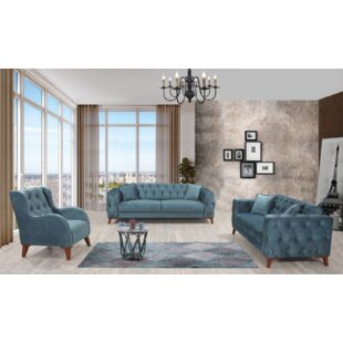 Amour Cream Living Room Set (Sofa-Love Seat-Chair) by Rosdorf Park