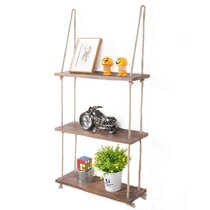 RMSO Products 3 Tiered Hanging Shelf Light Stain Accent Shelf Floating Shelf with Hanger 