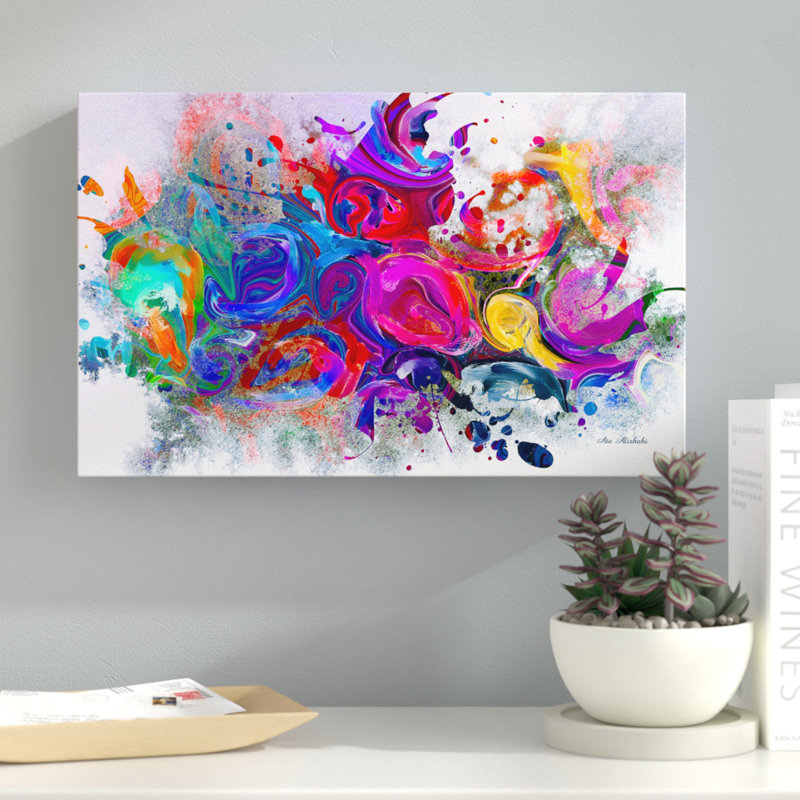 Ebern Designs Dark Color Explosion Oil Painting Print On Wrapped