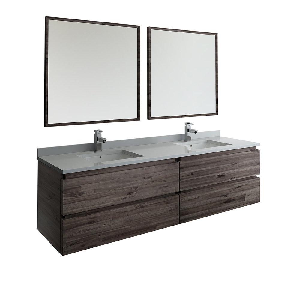 Fresca Formosa 72" WallMounted Double Bathroom Vanity Set with Mirror Wayfair