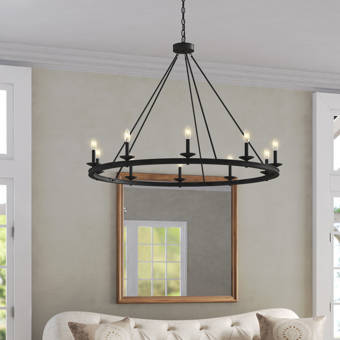 Gracie Oaks Adamsville 12 Light Candle Style Wagon Wheel Chandelier Reviews Wayfair