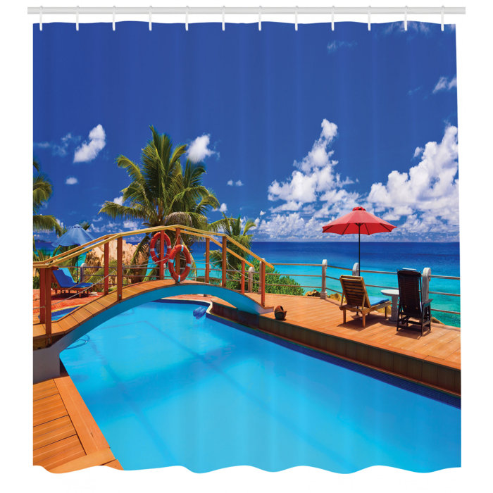 East Urban Home Beach Shower Curtain Set Hooks Wayfair