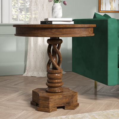 Sanger Solid Wood Pedestal End Table