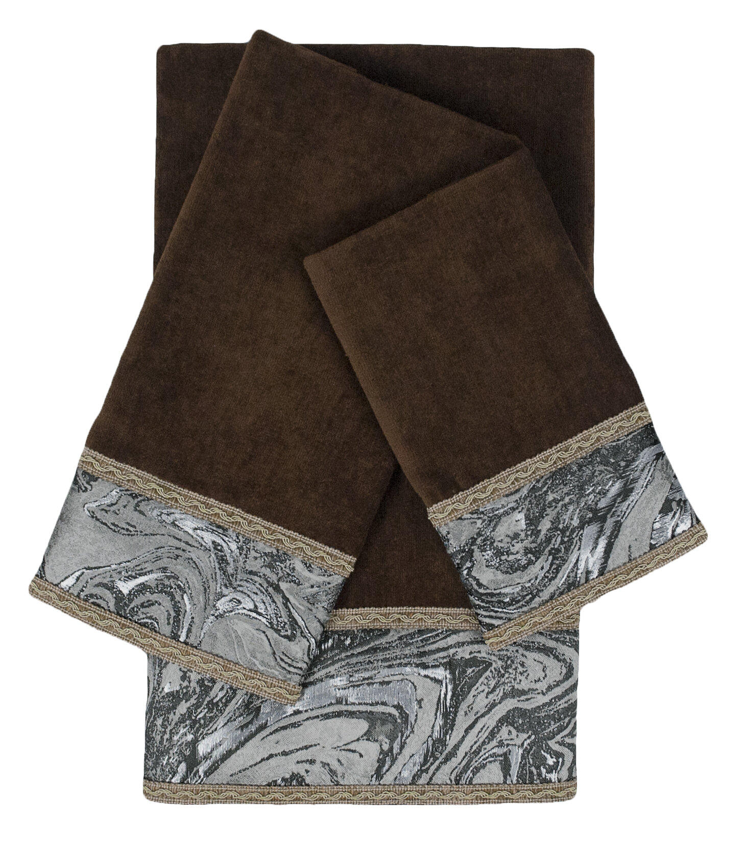 brown and gray towels
