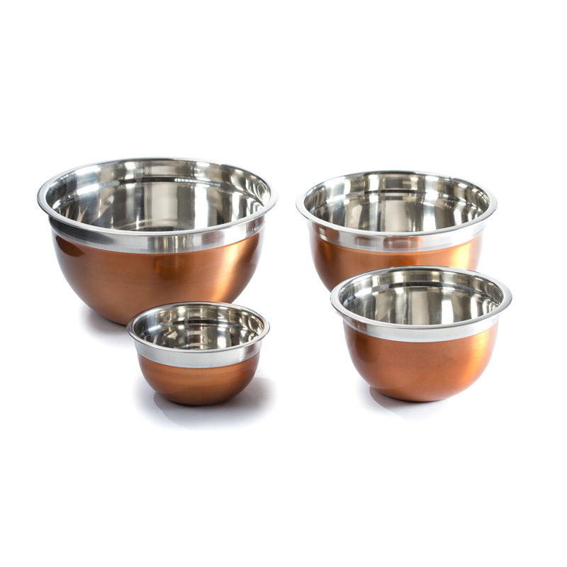 Imperial Home 4 Piece Stainless Steel Mixing Bowl Set Reviews Wayfair Old dutch copper mixing bowl. imperial home 4 piece stainless steel mixing bowl set