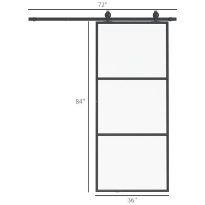 HomCom Glass and Metal Barn Door & Reviews | Wayfair