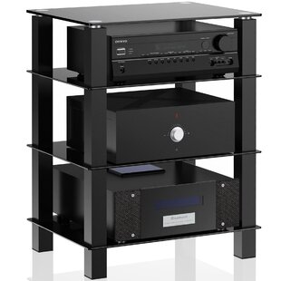 AV Equipment Tower Rack Audio Stereo TV Stand Glass Shelves Display 